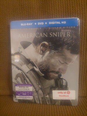 American Sniper (Blu-ray/DVD, 2015, 2-Disc, UV) NEW Target Steelbook SEALED
