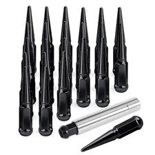 24 PCS black Spike Lug Nuts 14x1.5 For Chevy Silverado Tahoe 4.4" Tall w/ Key
