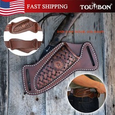 TOURBON Slanted Pancake Knife Sheath Fixed Blade Belt Holster Hunting Camping