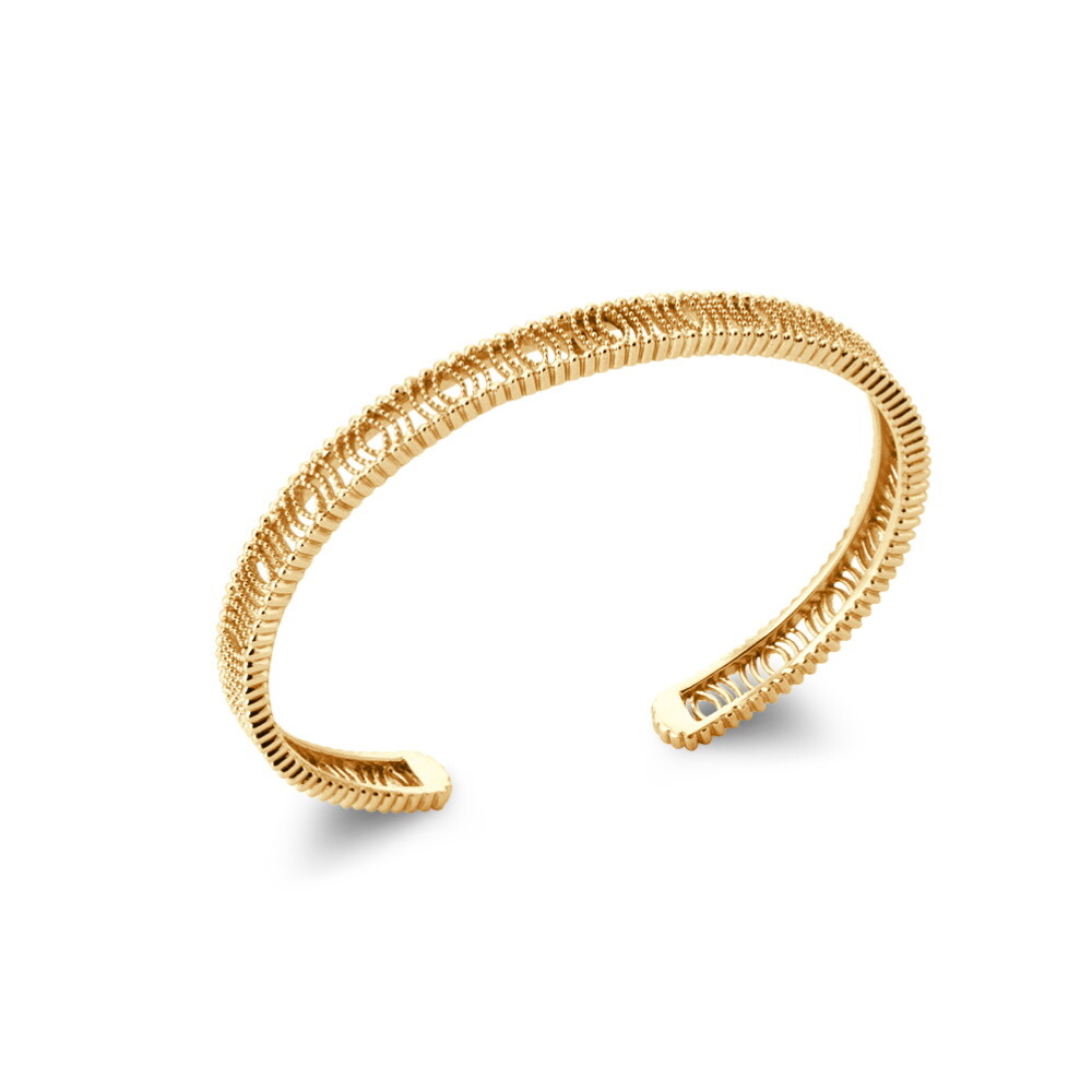 Bracelet jonc ouvert ajouré en plaqué or 750 millièmes pour femme
