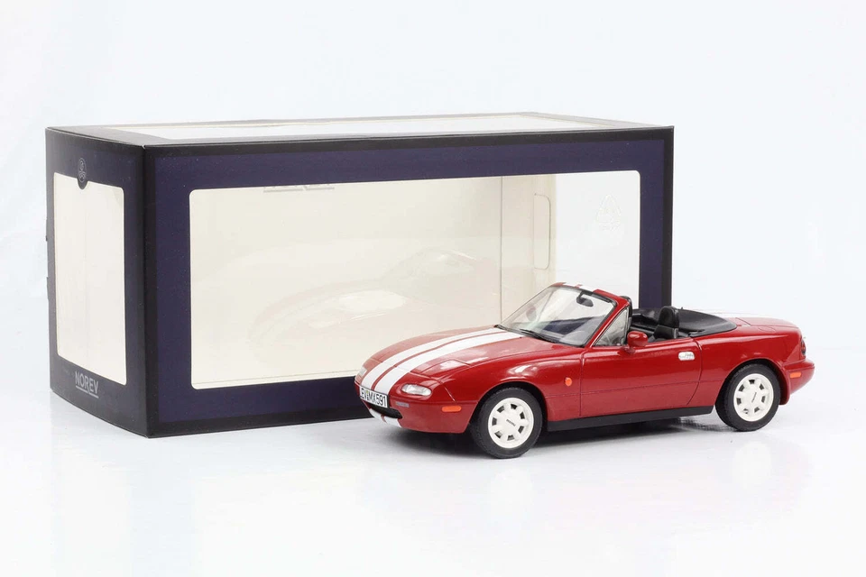 1:18 Mazda MX-5 Rouge Avec Blanches Rayures 1989 Norev 188021 Limitée - Photo 3/4