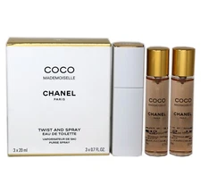 CHANEL COCO MADEMOISELLE TWIST AND SPRAY EAU DE TOILETTE PURSE SPRAY 3x20ML