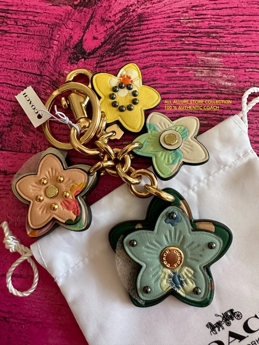 Coach Bag Charm Key chain Gold C8346 NWT Mystical Floral