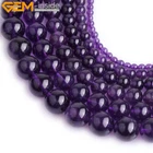 Natural Round Smooth AAA Grade Dark Purple Amethyst Beads Jewelry Making 15" DIY