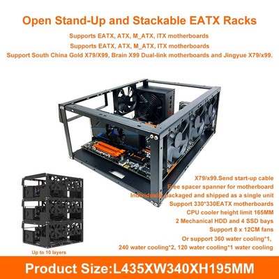 Computer Motherboard Case Rack, Stackable Open Chassis Rack, PC Motherboard Case