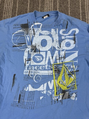 Volcom Shirt Mens Medium Blue Sleeve Graphic Vintage Y2K Skater Long Sleeve - Picture 2 of 8