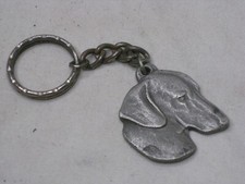 vintage RAWCLIFFE PEWTER 1982 DACHSHUND key chain I Heart My dog k9 pup love