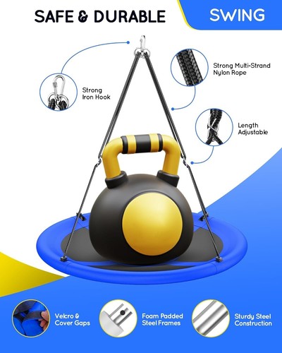 43 Saucer Tree Swing for Kids Adult, Waterproof Flying Saucer Swing with Adjusta - Picture 2 of 7