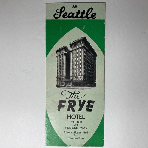 FRYE Hotel Seattle Washington depliant vintage brochure pubblicitaria 2,25"x4,5" - Foto 1 di 4