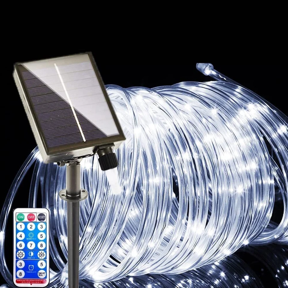 NEW 39FT Solar Rope Lights Outdoor Waterproof 100LED PVC Tube Fairy String Light - Image 2 of 4