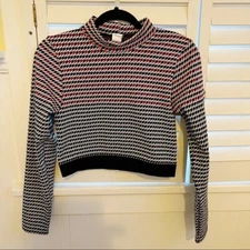 Fabletics Camryn Multicolor Houndstooth Seamless Long Sleeve Cropped Active Top