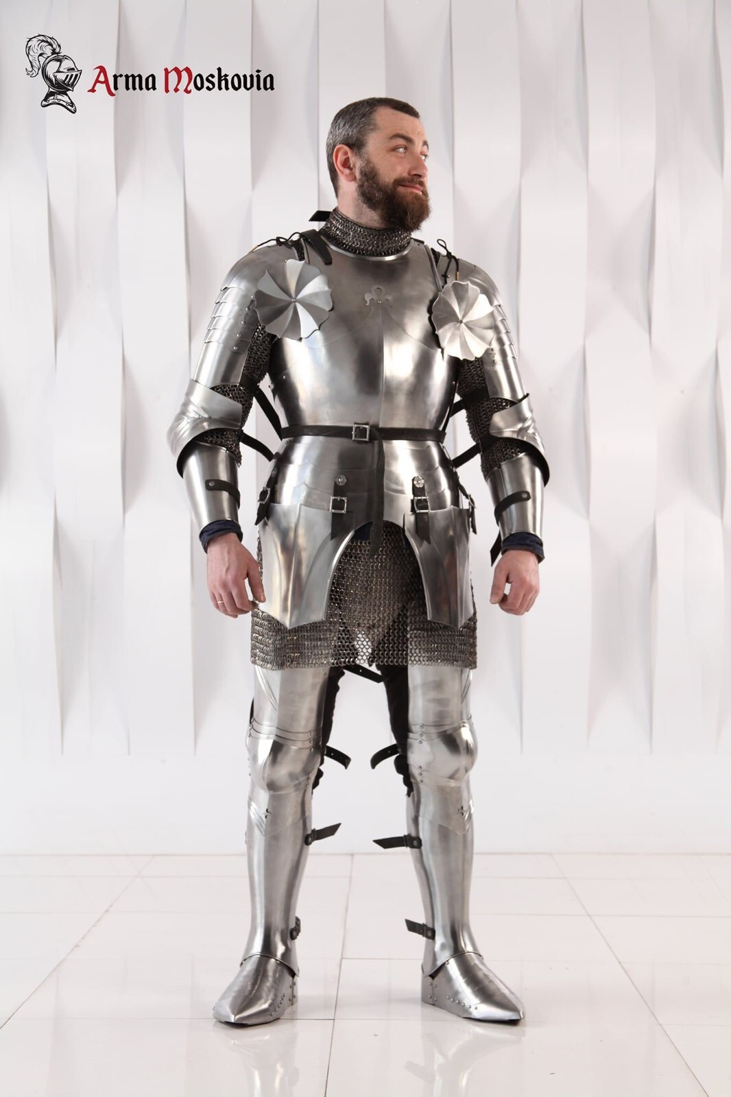 Medieval Gothic Knight Armor Crusader Combat Full Body Helmet Set-image