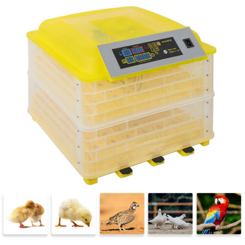 112-Egg Practical Fully Automatic Poultry Incubator Yellow & Transparent New