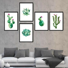 Set of 5 PRINT of ORIGINAL watercolour painting Cactus poster wall decor Artwork