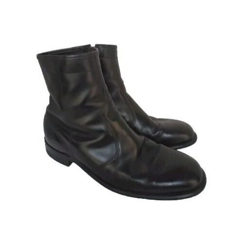 Classic Black Leather Ankle Boots with Side Zip Closure - Versatile Dress Boots - Picture 6 of 7