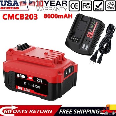 NEW 8.0Ah For Craftsman 20V MAX Li-ion Battery/Charger CMCB204 CMCB202 CMCB201