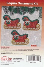 NIP!!!SUNRISE SLEIGH RIDE SEQUIN ORNAMENT KIT SET OF 3