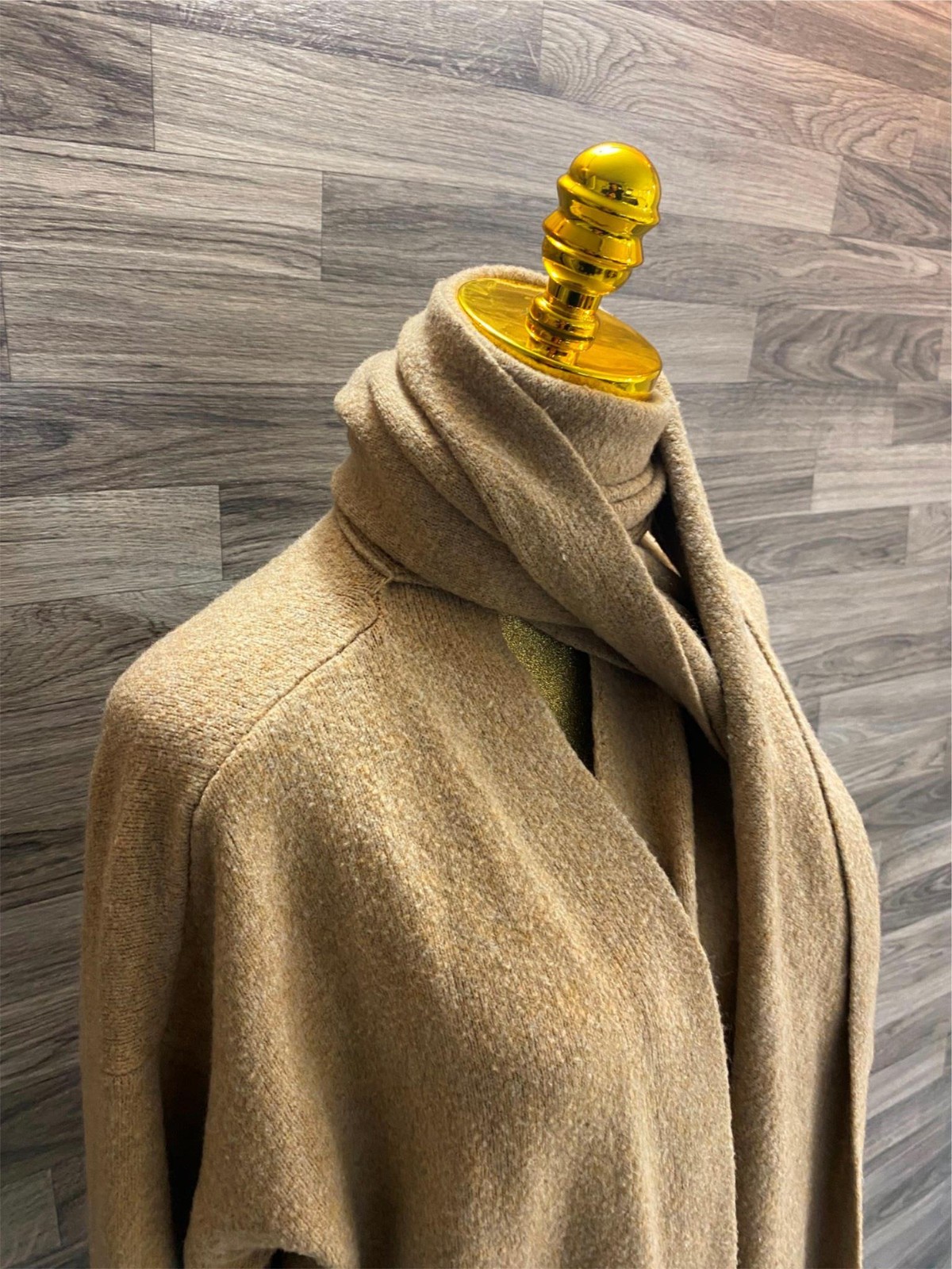 ANN TAYLOR LOFT Cowl Neck Open Style Beige Knit Cardigan Sweater Women's Size M