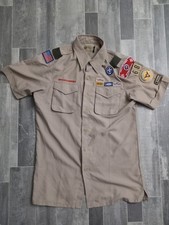 Boy Scouts of America BOA Shirt Men's Sz Small Vented Patches Adult Polyester