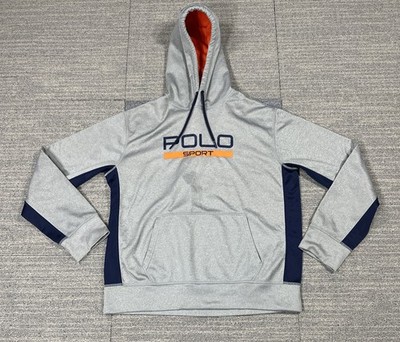 Polo Sport Ralph Lauren Gray Pullover Fleece Performance Thumbhole Hoodie Mens L