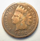 1892 Indian Head Small Cent Bronze Philadelphia Mint Coin Circulated Business BN