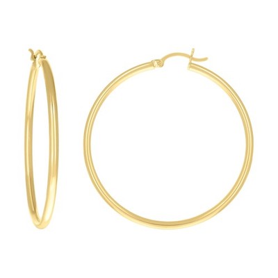 10kt Gelbgold Damen Ultraleichte Rundrohr 2mmx37mm Klapp Creolen Huggies