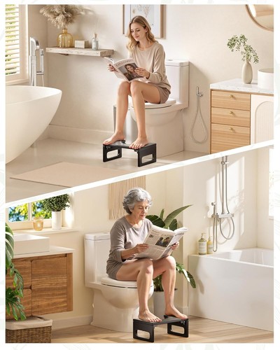 Foldable 7-Inch Bamboo Toilet Stool with Non-Slip Design, Space-Saving Comfort - Picture 10 of 10