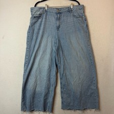 Aeropostale Jeans sz 16 Blue High Rise Wide Leg super BAGGY Light Wash hip hop