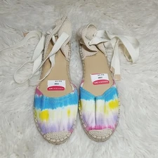 NEW! Nine West Tie Dye Ankle Tie Flats size 10