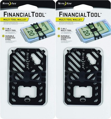 Nite Ize Financial Tool 7-in-1 Multi Tool Wallet - Black (2-Pack)