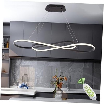 Led Pendant Light, Modern Chandelier,Dimmable Black Led Chandelier for Dining 