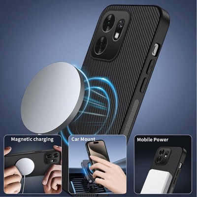 For Honor X6d, Luxury Business Carbon Fiber Magnetic Soft Rubber Back Cover Case