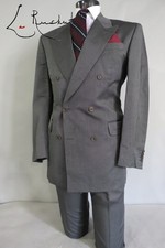 BIANCHI Hecho en Italia Lana Seda Piel de Tiburón 6 en 2 Doble Pecho Traje Completo 42 L