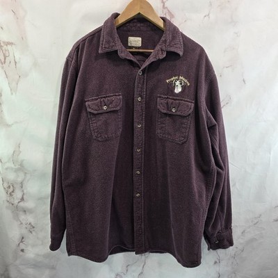 CE Schmidt Shirt Mens XL T Burgundy Button Flannel Heavyweight Shacket Chamois 