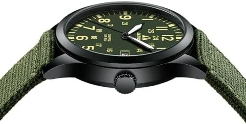 Reloj Pulsera Hombre Militar Ejército Luminoso 24 Horas Correa Nylon Fecha Cuarzo Foto 2 de 4