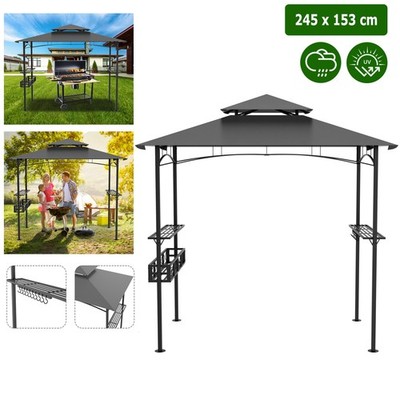 Grill Pavillon 2.45m Grillpavillon BBQ Partyzelt Metall Grillzelt Gartenpavillon