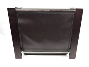 Crate and Barrel Magazine Rack Wood Leather Brown Jackson 549-010 17x13x7