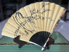 Vintage Antique China Chinese Japan Paper Handheld Hand Decorated Fan Painted