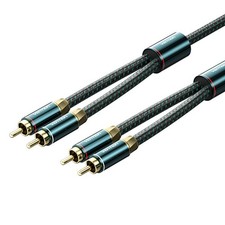 2 RCA to 2 RCA Audio Cable Hi-Fi Shield Braided CD DVD Player Amplifier Speaker
