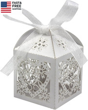 100 Pack Love Heart Laser Cut Wedding Party Favor Box Candy Bag Chocolate Gi
