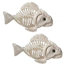 Fish Skeleton Halloween Decor Sculpture Scary Centrepiece Animal Skeleton Fis...