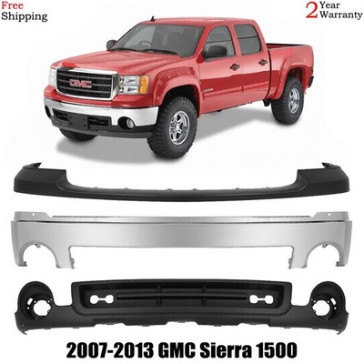 Front Bumper Chrome Steel & Lower Valance Kit For 2007-2013 GMC Sierra 1500