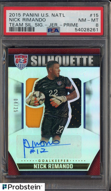 2015 Panini US National Team Prime Nick Rimando Match-Worn Patch AUTO /25 PSA 8