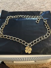 Vintage 80s SARAH COV Clover Gold Tone Chain Belt