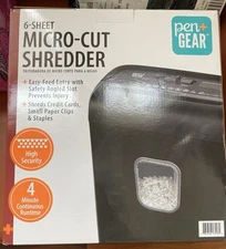 Pen+Gear 6-Sheet Micro-Cut Shredder, High Security, 4-Minute Runtime