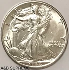1944 D Walking Liberty Half Dollar From OBW Roll Brilliant Bu+ Unc 90% Silver