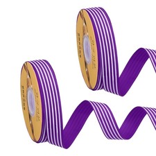 100 Yards x 1" Christmas Striped Ribbon, Dark Purple and White Ribbon Candy