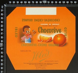 Set of 3 Original Vintage Ibled (France) 79g Chocoreve Chocolate Wrappers 1950s?