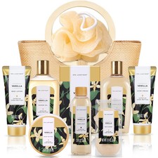 Bath Sets for Women Gift - 10PCS Vanilla Spa Kit, Spa Gift Baskets for Her Birth