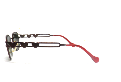 Fiorucci Lunettes de Soleil Femme Vintage 90 Métal Küss Mich 2041 Rouge - Photo 3 sur 3